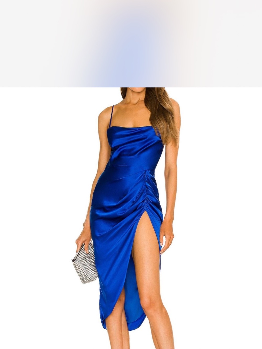 Amanda Uprichard Cowl Satin Slip Dress in Royal Blue